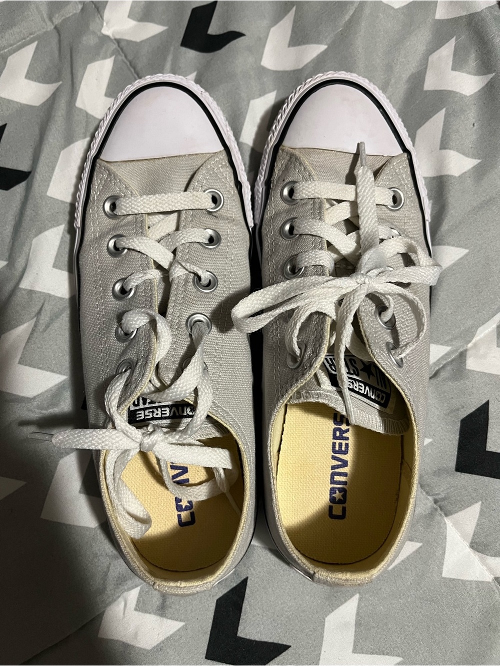 Converse Low-Top Canvas Sneakers in Light Gray and White